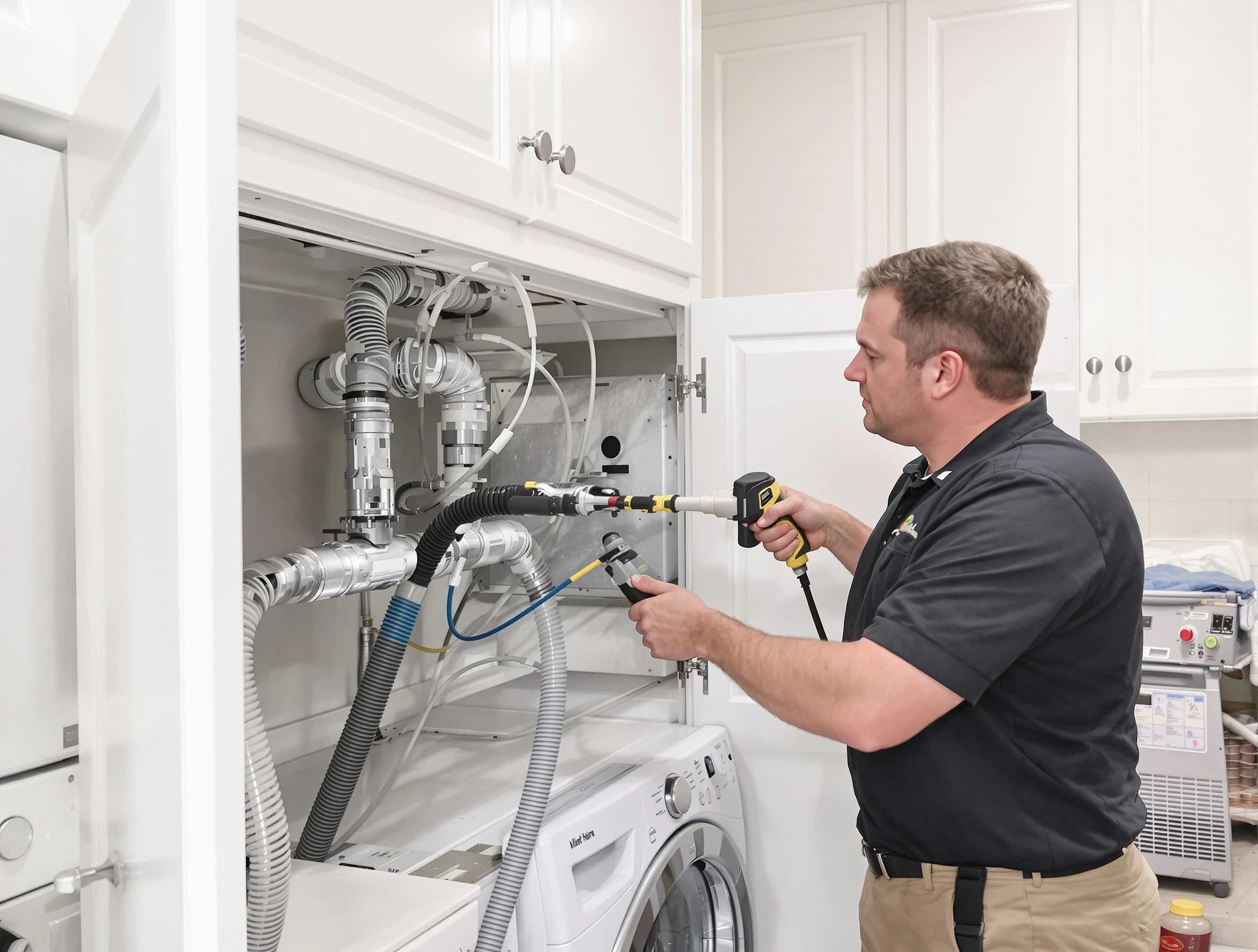 Natick Dryer Vent Cleaning professional removing severe blockage from a clogged dryer vent in Natick