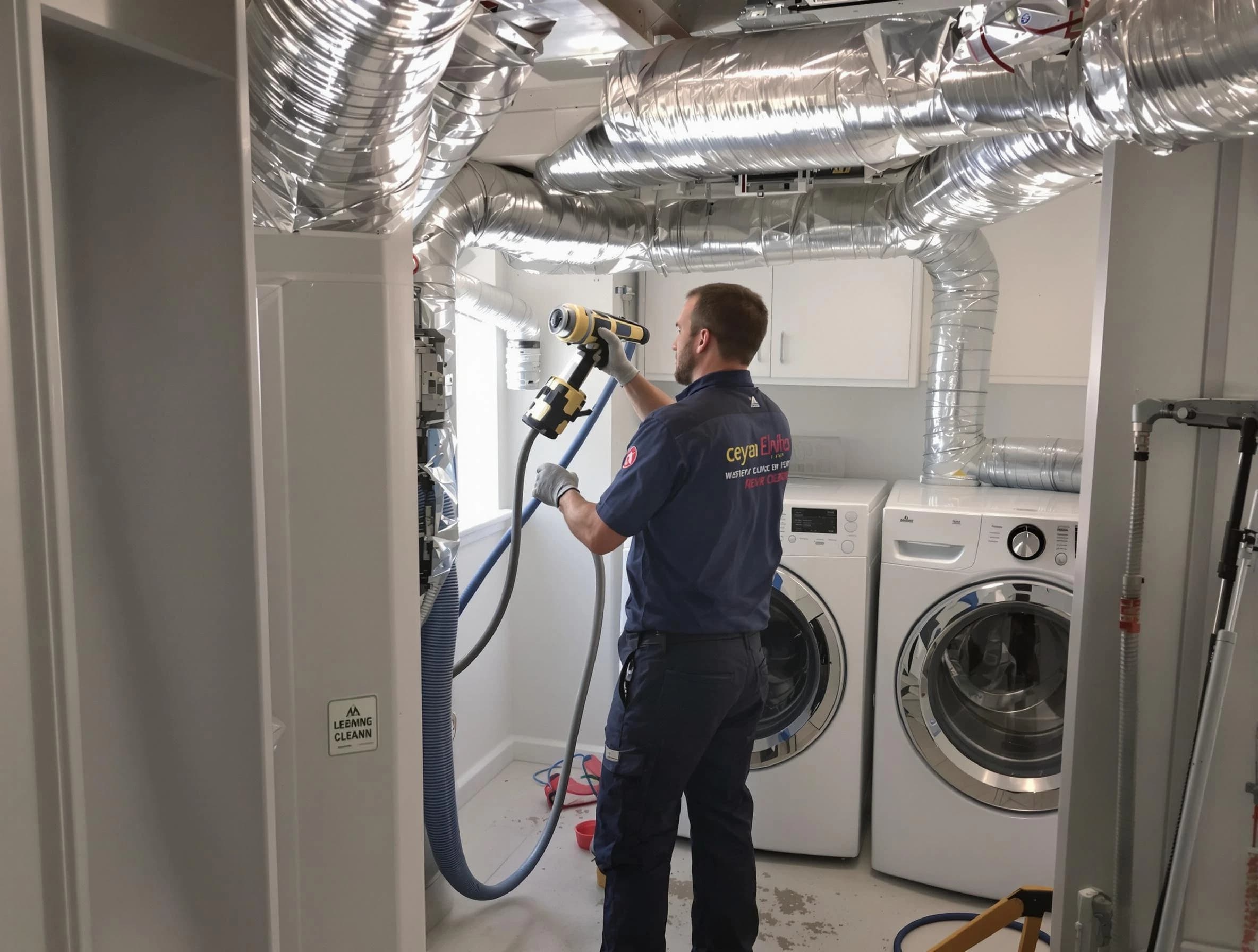 Natick Dryer Vent Cleaning specialist using advanced equipment for thorough duct cleaning in Natick