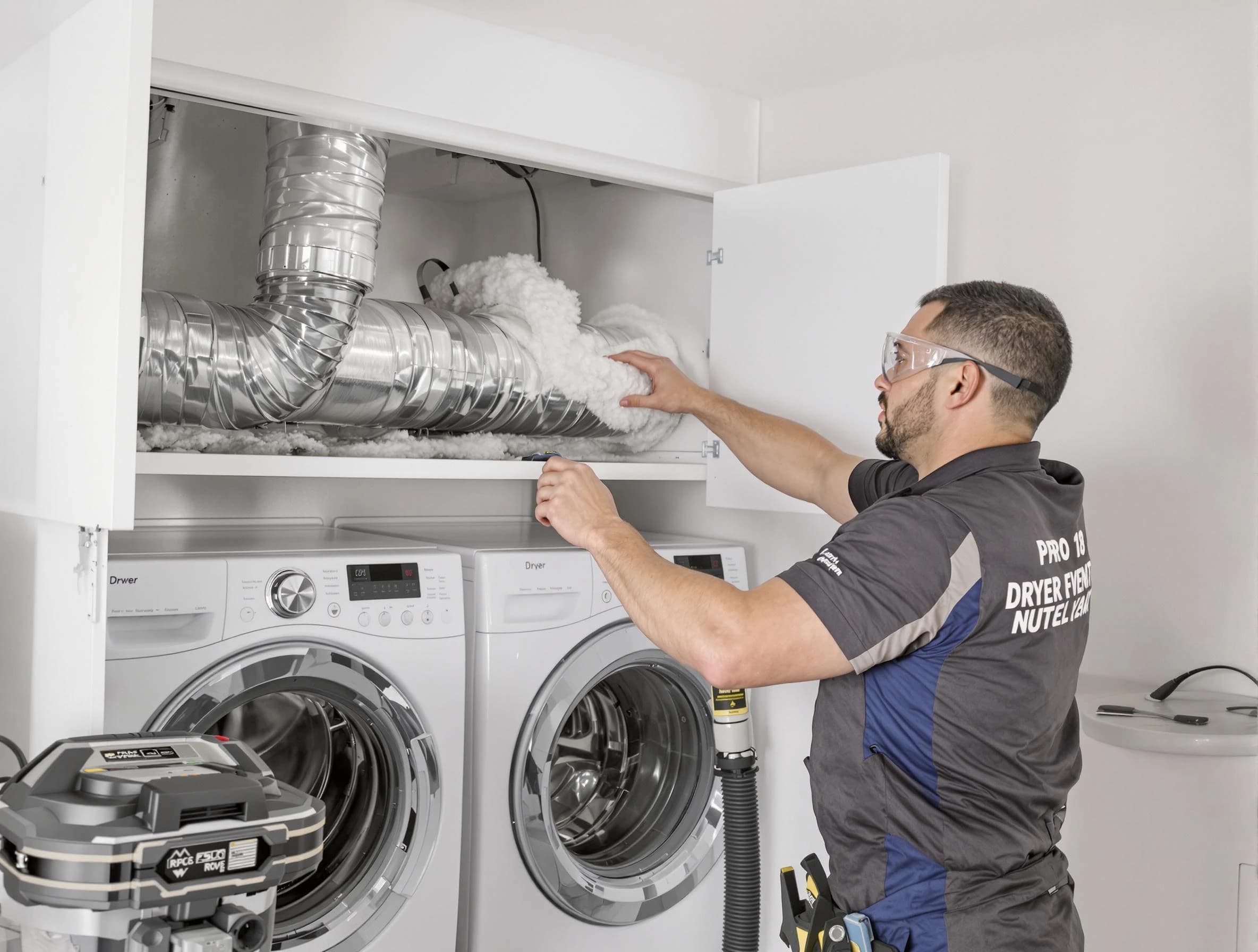 Natick Dryer Vent Cleaning certified technician performing specialized gas dryer vent cleaning in Natick