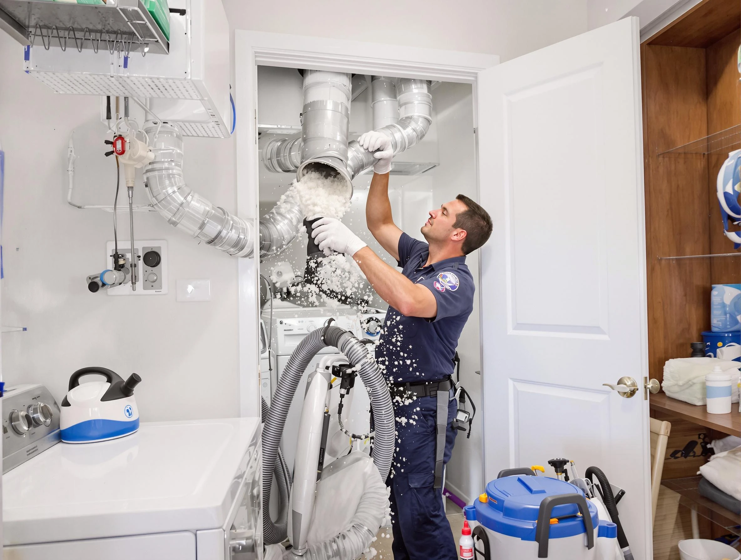 Natick Dryer Vent Cleaning technician delivering thorough residential dryer vent cleaning service in Natick